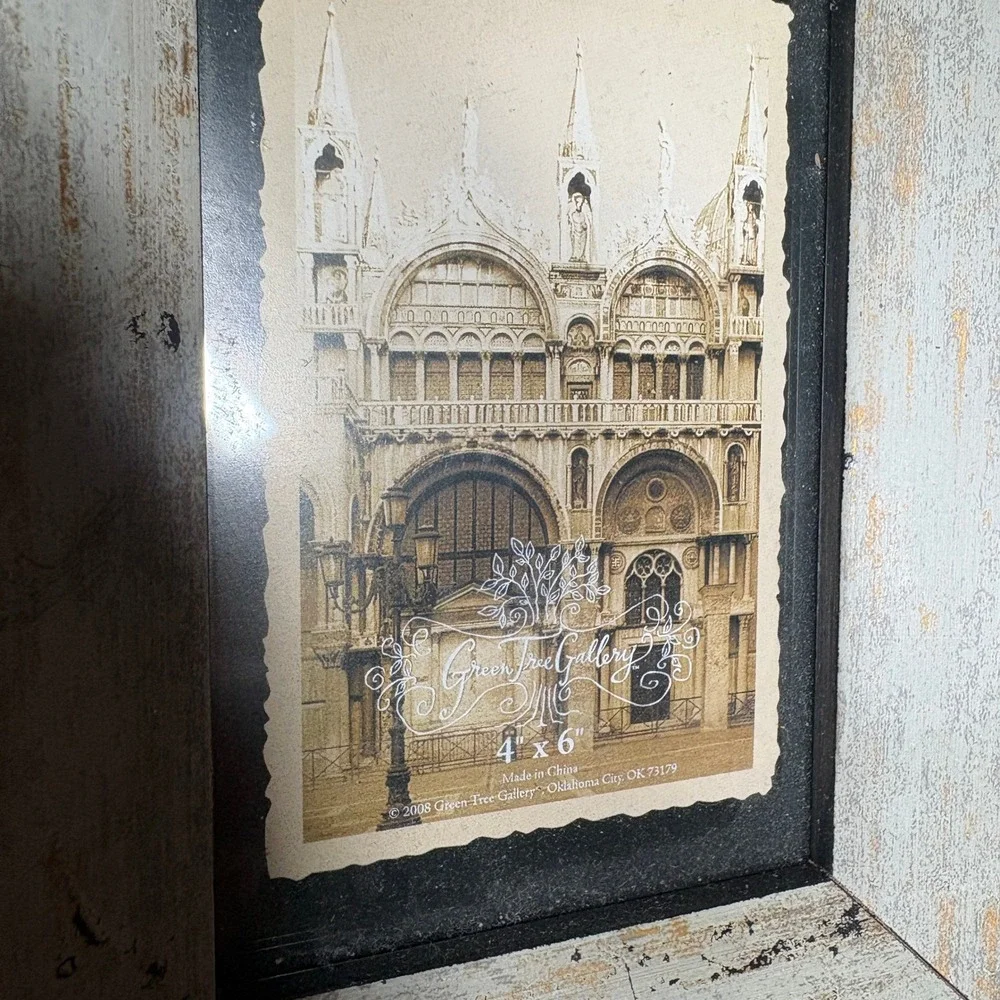 Green Tree Gallery 4x6 Picture Frame Distressed Wood Metallic Ornate Pewter 2008